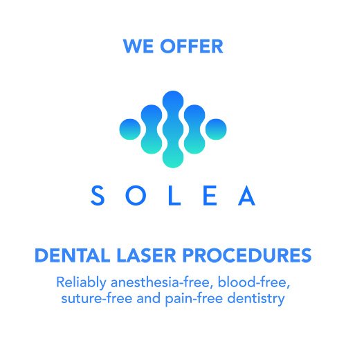 The image features a logo with text that reads SOLEA followed by the tagline DENTAL LASER PROCEDURES, indicating the name of a dental laser procedure service.